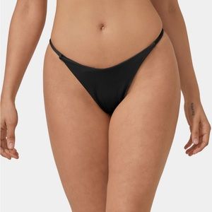 Ribbed Knit Thong Bikini Bottom